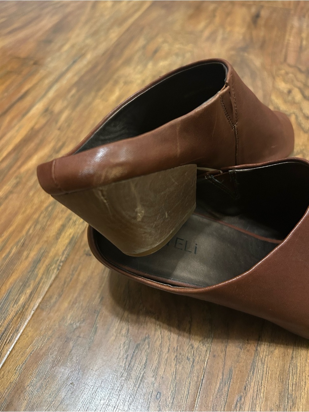 Van Eli Cognac Brown Leather Pointed Mules Women’s Size 10N - Picture 9 of 9